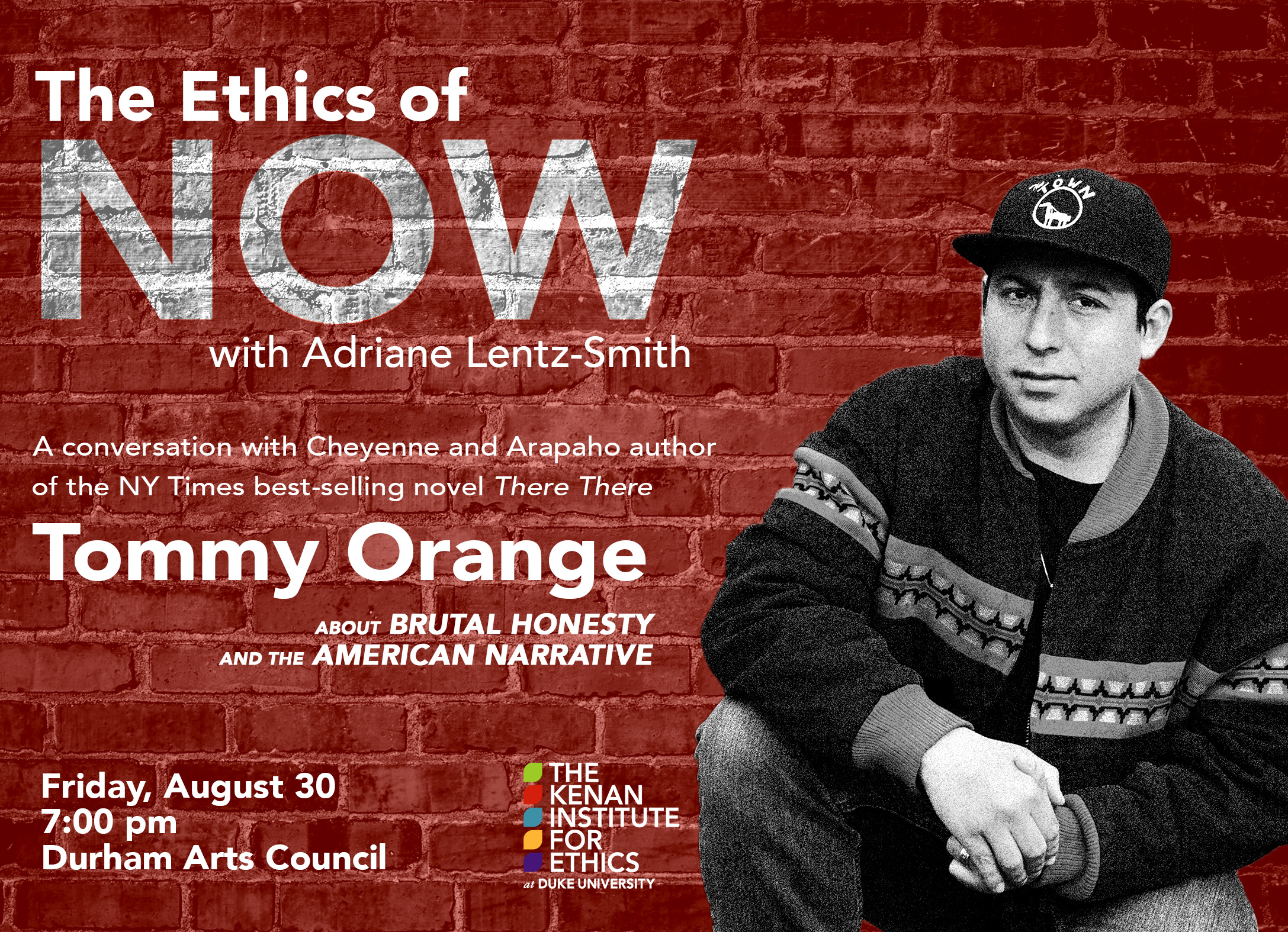 Ethics of Now with Tommy Orange, Friday August 30th, 7PM, Durham Arts Council