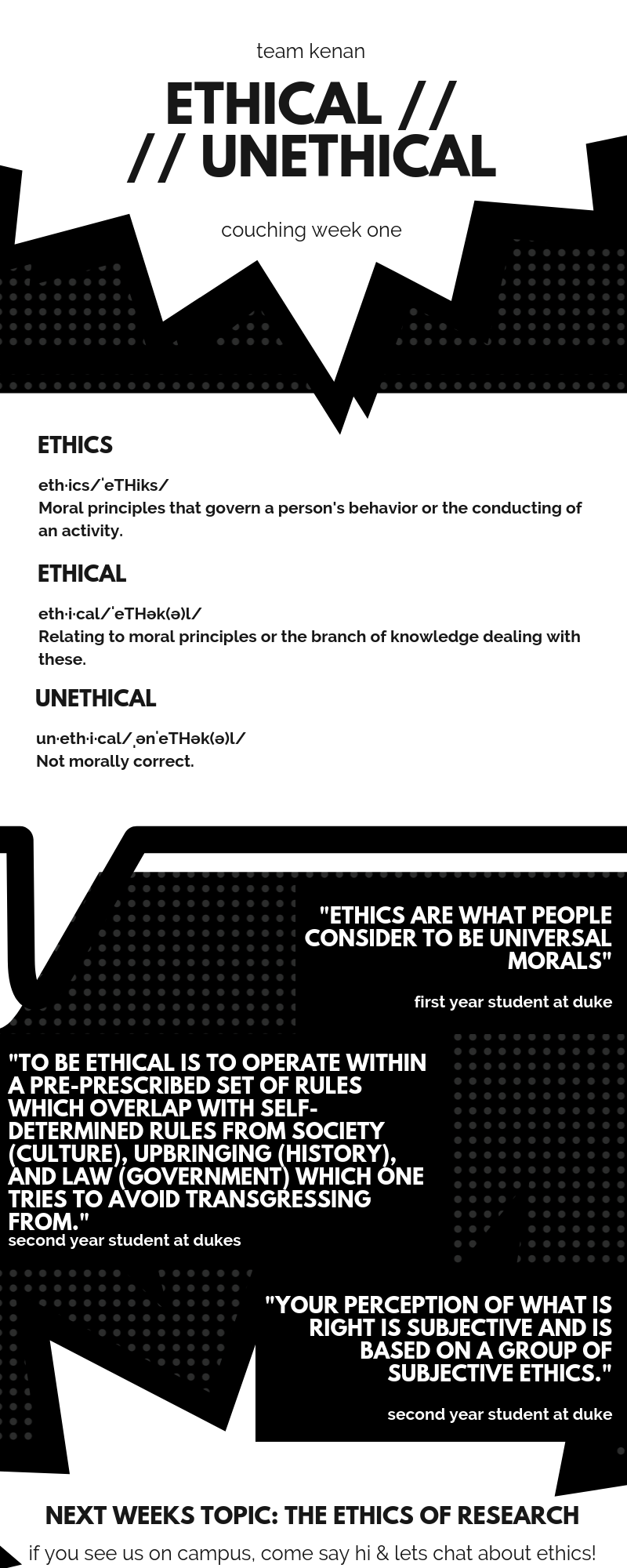 Team Kenan Ethical versus unethical schedule and quotes