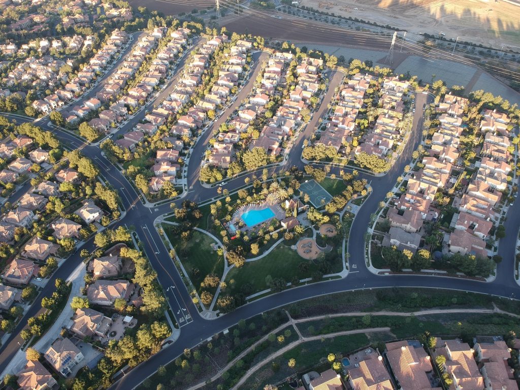 Aerial shot of Quail Hail in Irvine