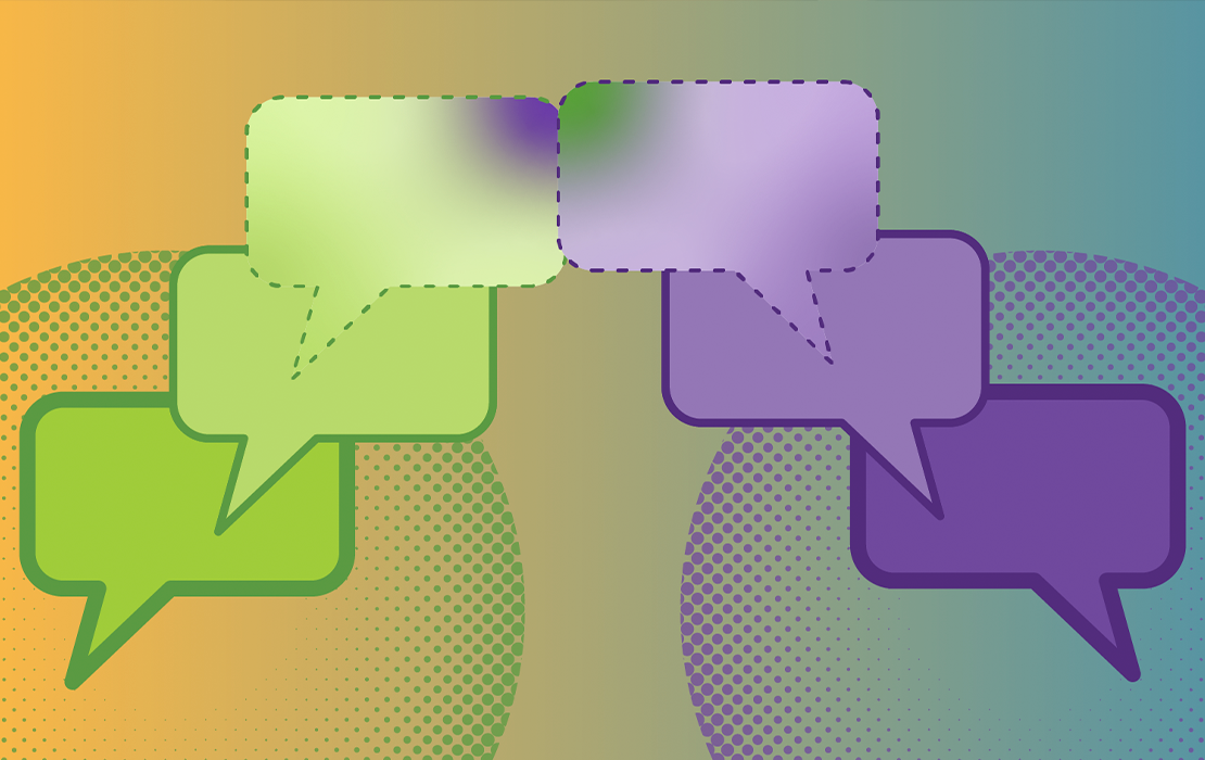 speech bubbles becoming less defined as they approach one another