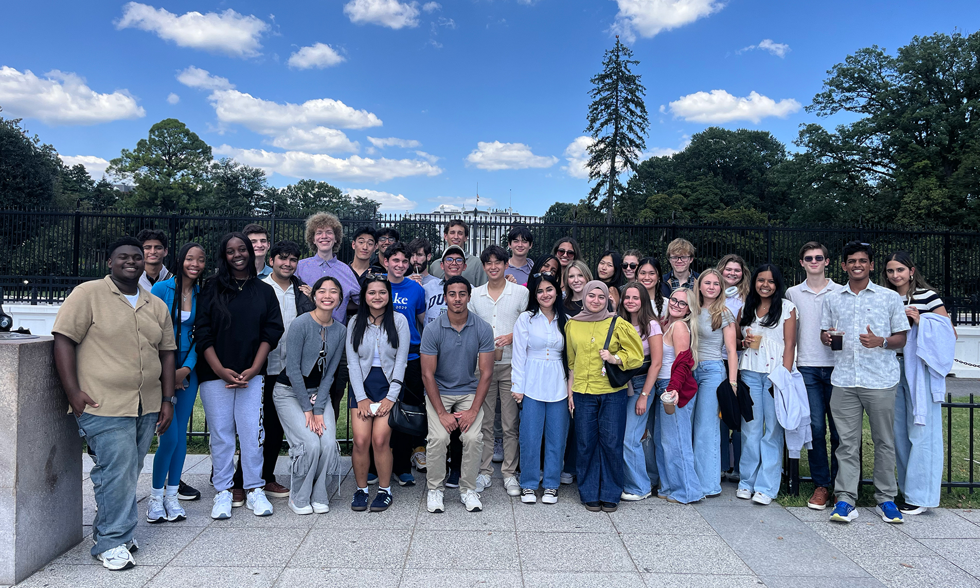 A group of students poses in Washington, D.C.